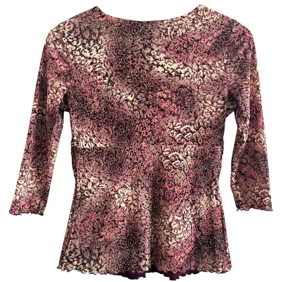 INC Y2K Burgundy Mesh Babydoll Top XS P Floral Fairycore Grunge Indie - Picture 2 of 9